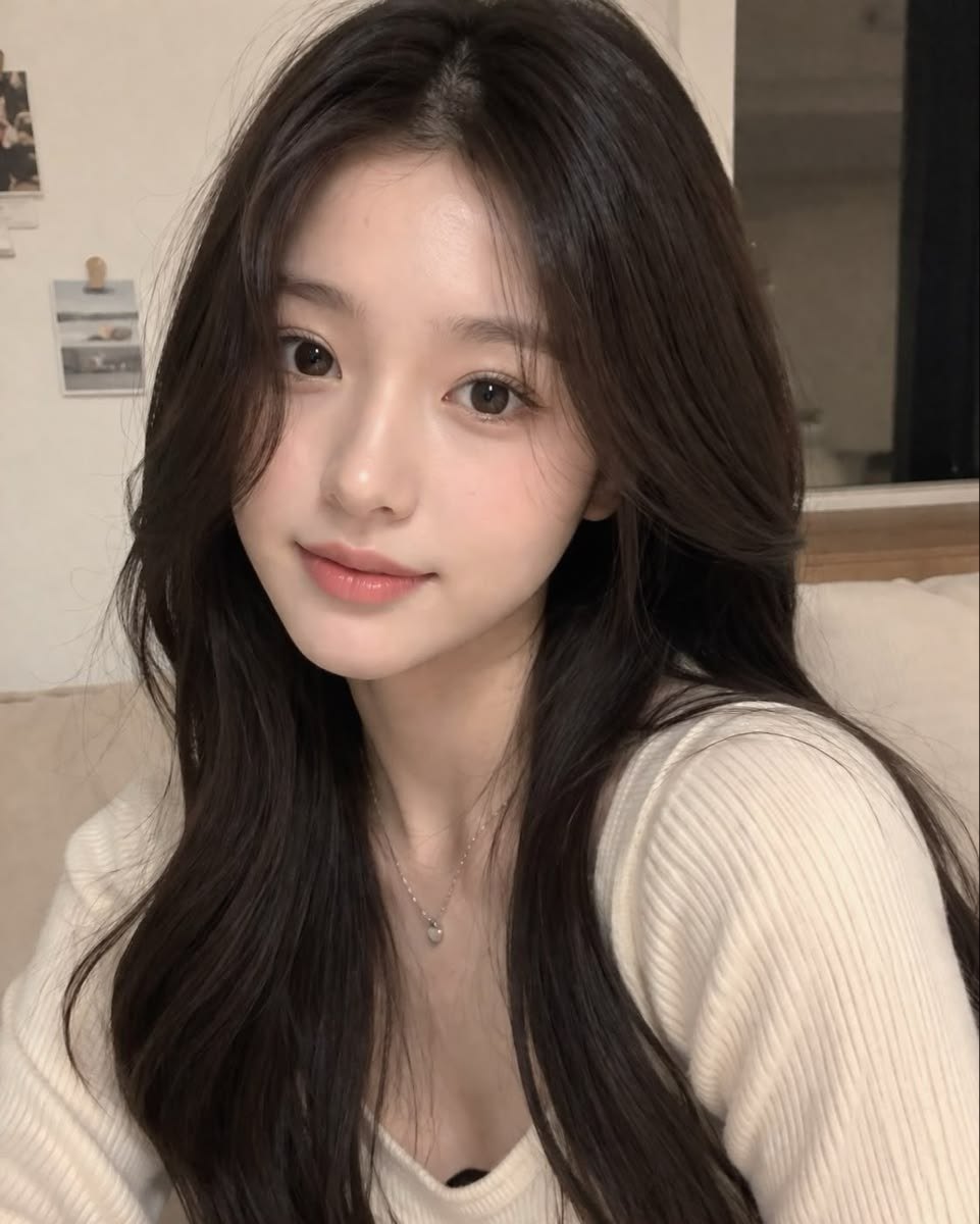 Long face-framing layers — Korean Layered Cut at Beijin hair, Jeonpo-Seomyeon, Busan