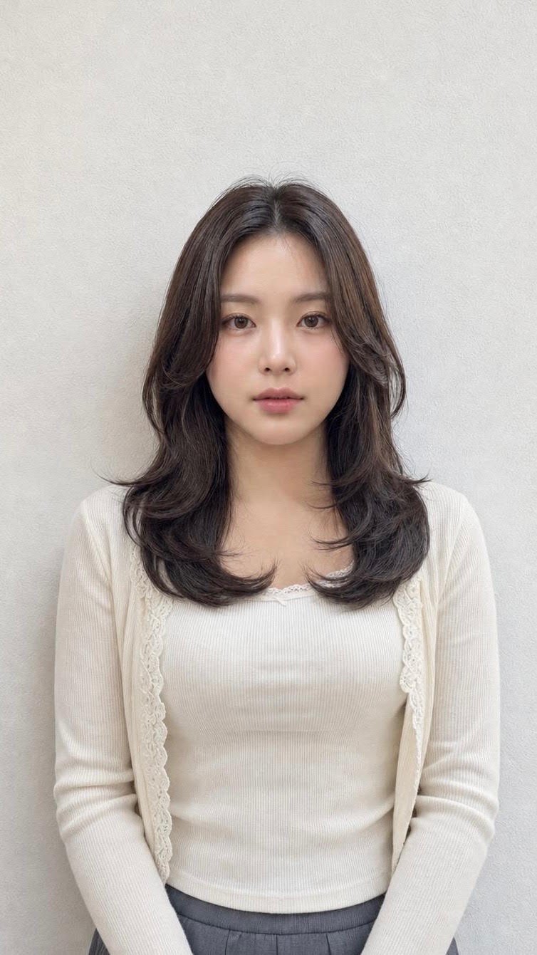 Medium layered C-curl perm — Korean Layered Perm at Beijin hair, Jeonpo-Seomyeon, Busan
