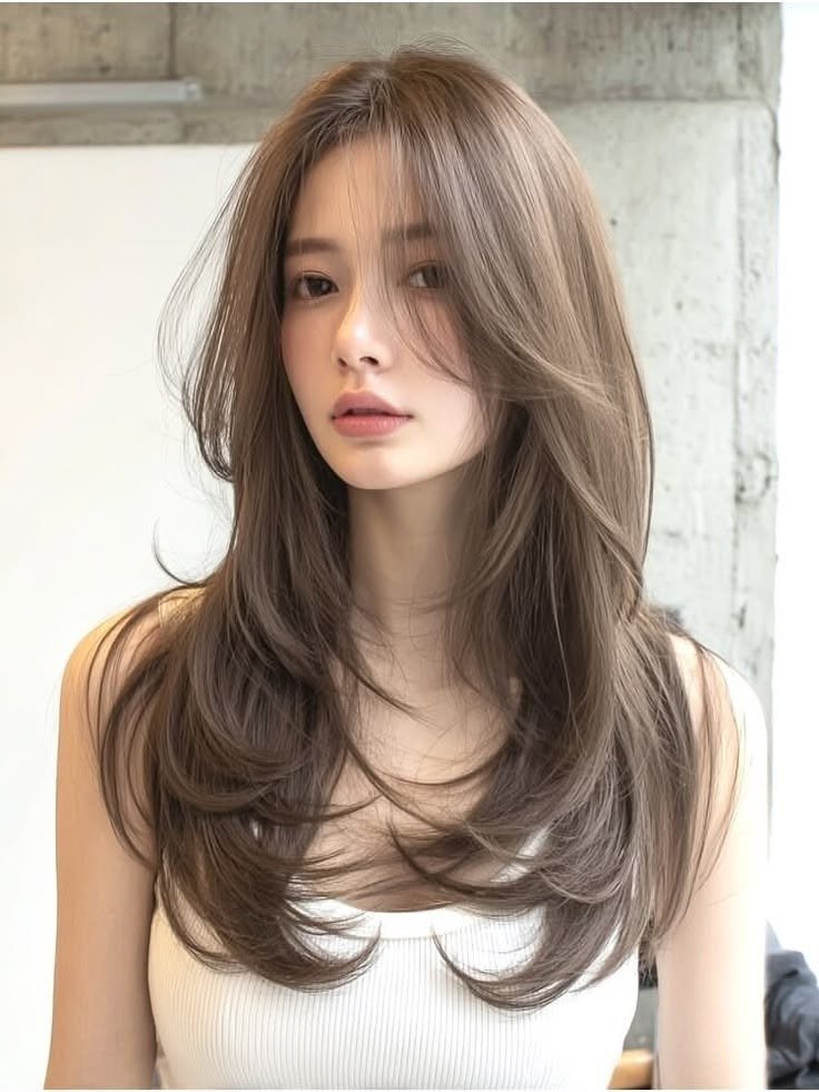 Long layered perm with curled ends — Korean Layered Perm at Beijin hair, Jeonpo-Seomyeon, Busan