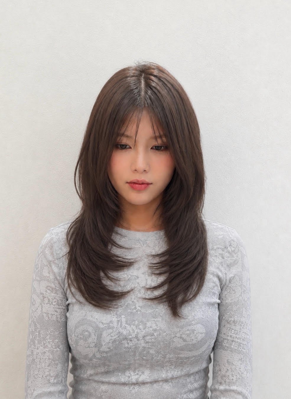 Smooth layered hair with bangs — Volume Magic Straightening at Beijin hair, Jeonpo-Seomyeon, Busan